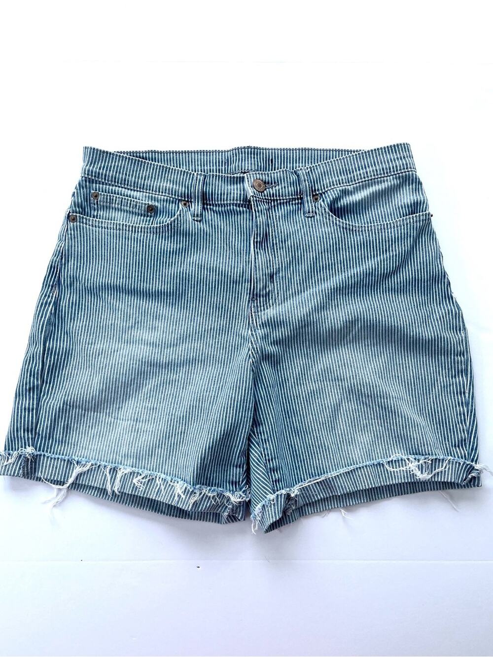Vintage Calvin Klein Jeans Blue & White Striped Cutoff Denim Shorts Cotton Large